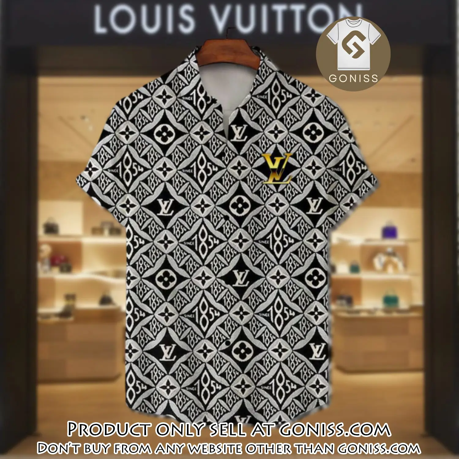 Lv louis vuitton luxury hawaiian shirt & short set lhs1199 gn5734605